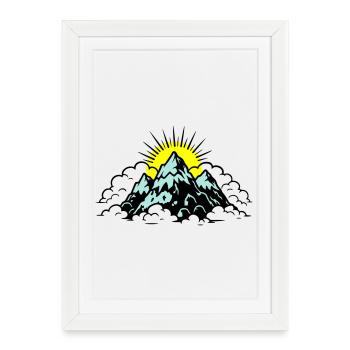 Montagnes Alpes Nature - Affiche encadrée (27 × 37 cm) - blanc - Devant