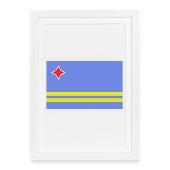 Drapeau d’Aruba - Affiche encadrée (27 × 37 cm) - blanc - Devant