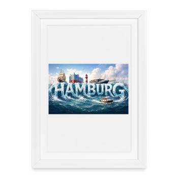 Hamburg Waves au port - Affiche encadrée (27 × 37 cm) - blanc - Devant