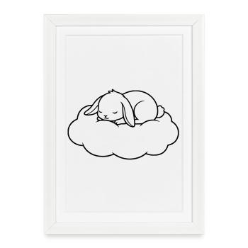 Vecteur de contour de nuage de Sleeping Bunny - Affiche encadrée (27 × 37 cm) - blanc - Devant