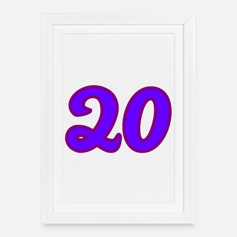 20. 20e ANNIVERSAIRE. ANNIVERSAIRE 20 ANS. 20 ANS. - Affiche encadrée (27 × 37 cm) - blanc