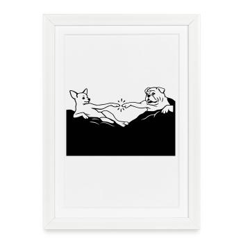 La création des chiens Michel-Ange - Affiche encadrée (27 × 37 cm) - blanc - Devant