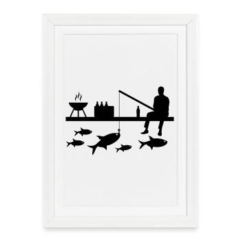 Angling - Framed poster (27 × 37 cm) - white - Front