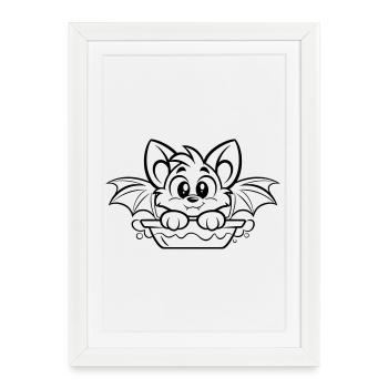Cute bat in the bathtub - Framed poster (27 × 37 cm) - white - Front