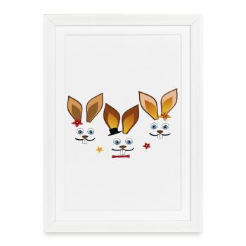 Joyeux lapins de Pâques - Affiche encadrée (27 × 37 cm) - blanc - Devant