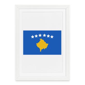 Drapeau du Kosovo - Affiche encadrée (27 × 37 cm) - blanc - Devant