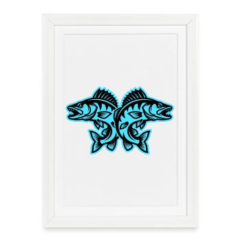 Brochet - Affiche encadrée (27 × 37 cm) - blanc - Devant