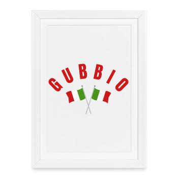 Blason des drapeaux italiens de Gubbio - Affiche encadrée (27 × 37 cm) - blanc - Devant