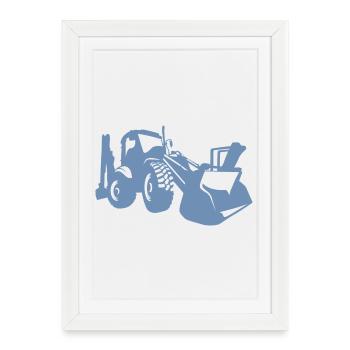 Excavator Wheel Loader Construction Equipment Operator Silhouette - Framed poster (27 × 37 cm) - white - Front