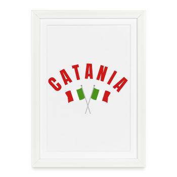 Drapeaux italiens de Catane - Affiche encadrée (27 × 37 cm) - blanc - Devant
