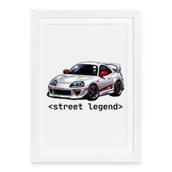 Légende de la rue JDM des années 90 - Affiche encadrée (27 × 37 cm) - blanc - Devant