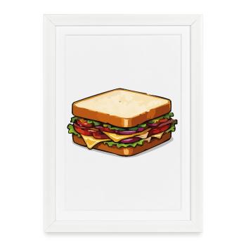 Cheese Sandwich Pop Art - Framed poster (27 × 37 cm) - white - Front