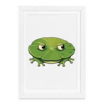 Little frog on leaf - Framed poster (27 × 37 cm) - white - Front