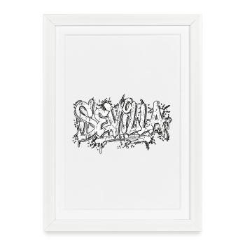 Hip Hop graffiti de Séville - Affiche encadrée (27 × 37 cm) - blanc - Devant