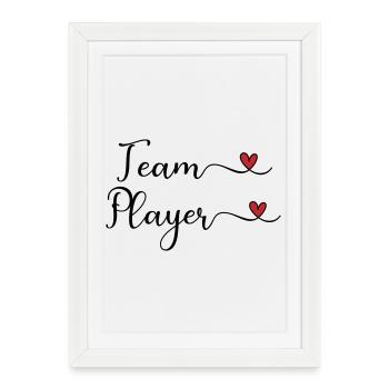 Team Player cute Typography Design with a Heart - Framed poster (27 × 37 cm) - white - Front