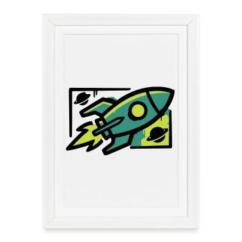 Graffiti de fusées - Affiche encadrée (27 × 37 cm) - blanc - Devant