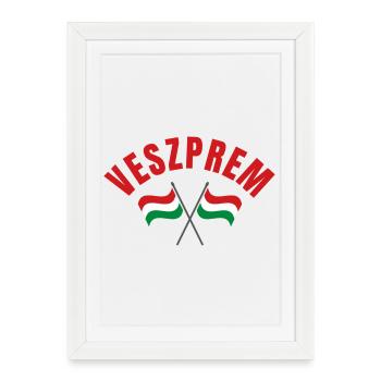 Veszprem Hungarian Flags  - Framed poster (27 × 37 cm) - white - Front
