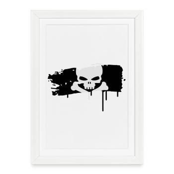 pirate flag painted with a brush stroke - Framed poster (27 × 37 cm) - white - Front