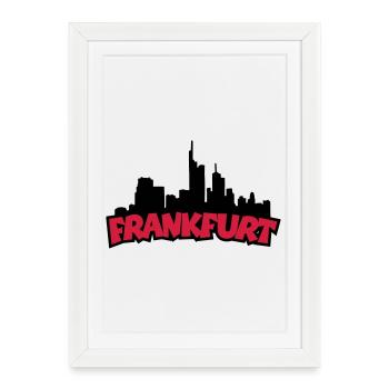 Frankfurt Skyline - Gerahmtes Poster (27 × 37 cm) - Weiß - Vorne