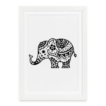 Éléphant indien décoré - Affiche encadrée (27 × 37 cm) - blanc - Devant