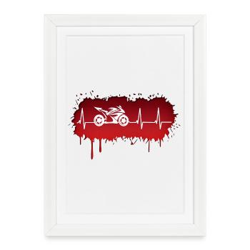 Impulsion de pilote de course de moto - Affiche encadrée (27 × 37 cm) - blanc - Devant