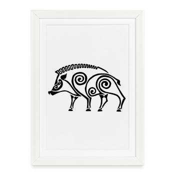 black celtic boar - Framed poster (27 × 37 cm) - white - Front