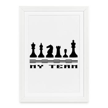 Échecs - Affiche encadrée (27 × 37 cm) - blanc - Devant