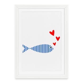 POISSON. SARDINE. POISSON. POISSON D'AVRIL. MER - Affiche encadrée (27 × 37 cm) - blanc - Devant