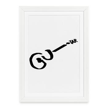Guitare Picto noir - Affiche encadrée (27 × 37 cm) - blanc - Devant