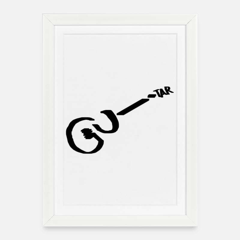 Guitar Pikto schwarz - Gerahmtes Poster (27 × 37 cm) - Weiß