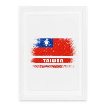 Drapeau vintage de Taiwan - Affiche encadrée (27 × 37 cm) - blanc - Devant