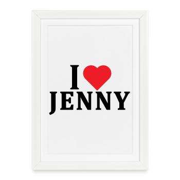 t-shirt I love Jenny t-shirt gift idea - Framed poster (27 × 37 cm) - white - Front