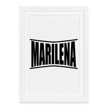 nom du t-shirt Marilena idée cadeau t-shirt - Affiche encadrée (27 × 37 cm) - blanc - Devant