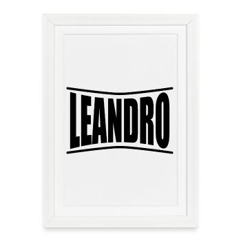 nom du t-shirt Leandro idée cadeau t-shirt - Affiche encadrée (27 × 37 cm) - blanc - Devant