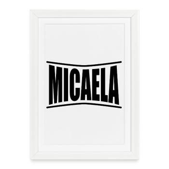 nom du t-shirt Micaela t-shirt idée cadeau - Affiche encadrée (27 × 37 cm) - blanc - Devant