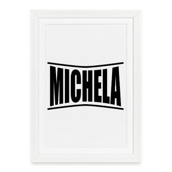 nom du t-shirt Michela idée cadeau t-shirt - Affiche encadrée (27 × 37 cm) - blanc - Devant