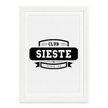 Club Sieste - Humour Détente - Affiche encadrée (27 × 37 cm) - blanc - Devant