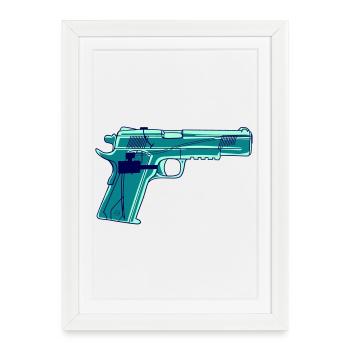 Pistolet à eau vectoriel (changement de couleur possible) - Affiche encadrée (27 × 37 cm) - blanc - Devant