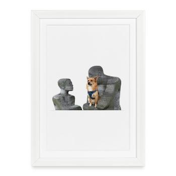Mon chien est mon héros à travers - Affiche encadrée (27 × 37 cm) - blanc - Devant