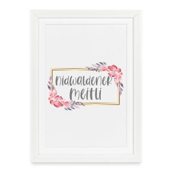 Suisse Nidwald fille patrie cadeau - Affiche encadrée (27 × 37 cm) - blanc - Devant