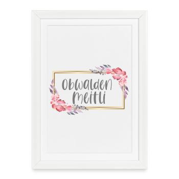 Suisse Obwald fille patrie cadeau - Affiche encadrée (27 × 37 cm) - blanc - Devant