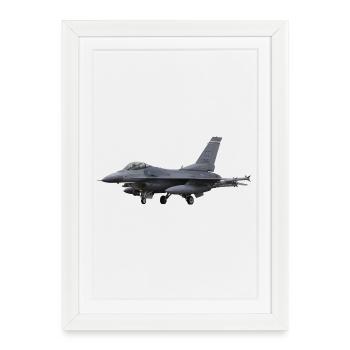 F-16 Faucon de combat - Affiche encadrée (27 × 37 cm) - blanc - Devant