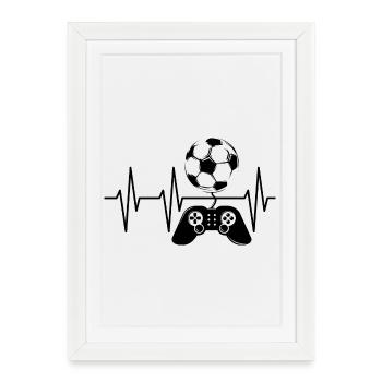 Joueur de football joueur de jeu pulsation de battement de cœur joueur d’équipe - Affiche encadrée (27 × 37 cm) - blanc - Devant