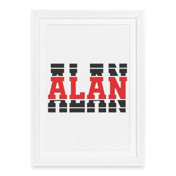 t-shirt Alan t-shirt idée cadeau texte empilé - Affiche encadrée (27 × 37 cm) - blanc - Devant