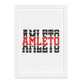 t-shirt Amleto t-shirt idée cadeau texte empilé - Affiche encadrée (27 × 37 cm) - blanc - Devant