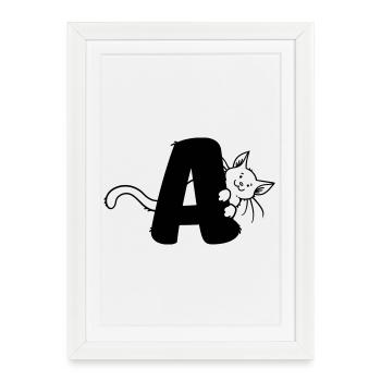 Cat Letter A - Framed poster (27 × 37 cm) - white - Front