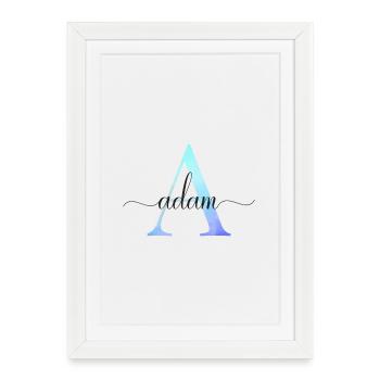 A| Monogramme | Nom | Adam | Aquarelle - Affiche encadrée (27 × 37 cm) - blanc - Devant