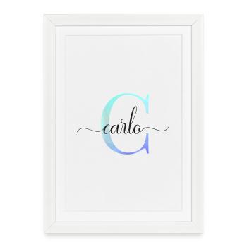 C| Monogram | Name | Carlo | Watercolor - Framed poster (27 × 37 cm) - white - Front