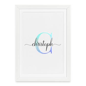 C| Monogram | Name | Christoph | Watercolor - Framed poster (27 × 37 cm) - white - Front