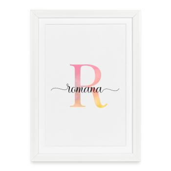 R | Monogram | Name | Romana |Watercolor - Framed poster (27 × 37 cm) - white - Front